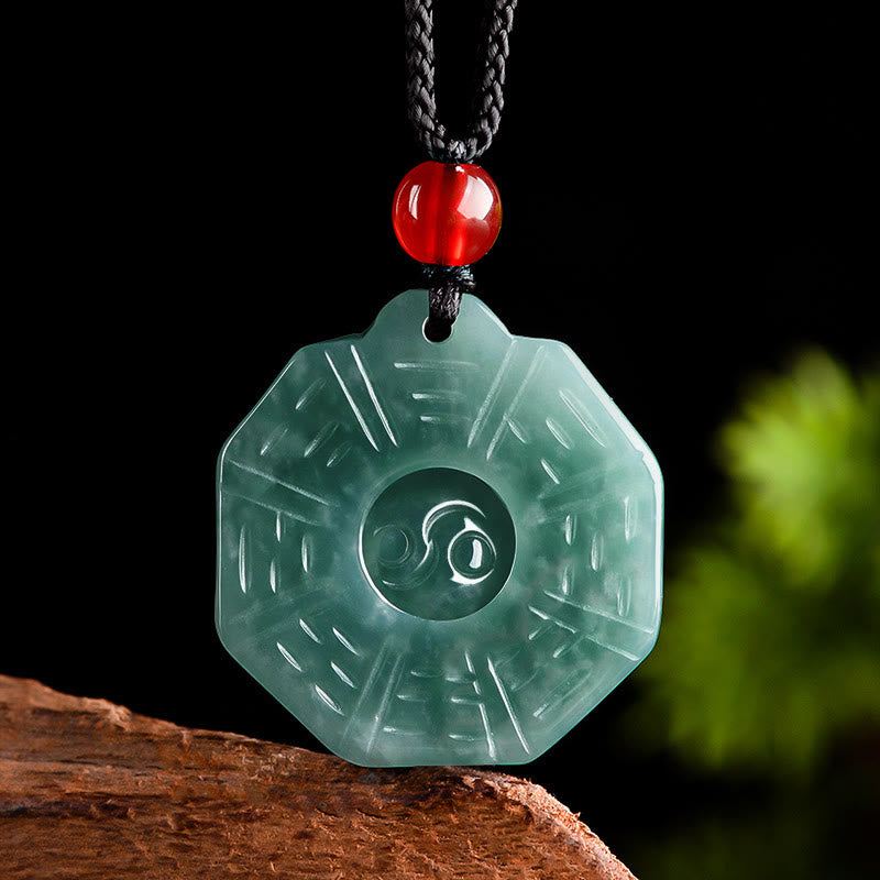 Nimara Ritual Natural Jade FengShui Bagua Yin Yang Prosperity Necklace Pendant