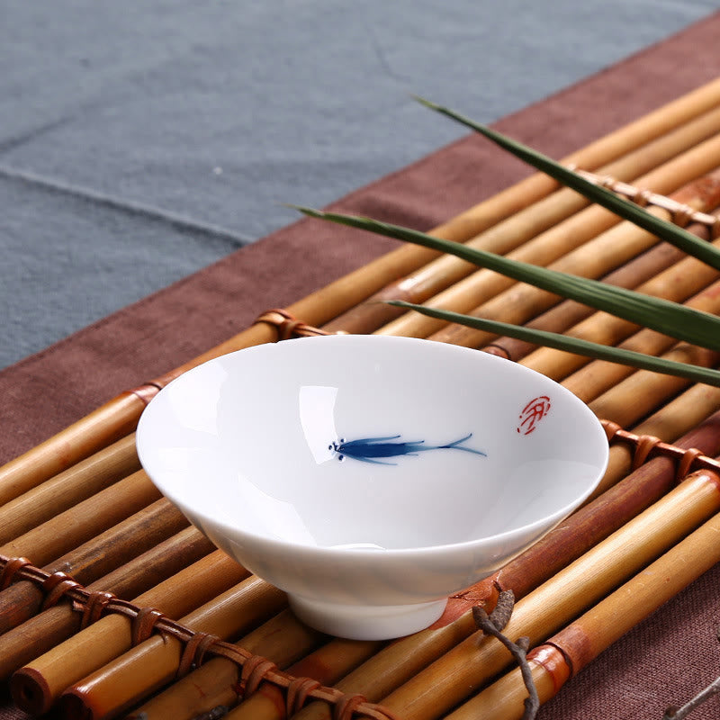 Nimara Ritual Jingdezhen Blue and White Porcelain Koi Fish Ceramic Teacup Kung Fu Tea Cups