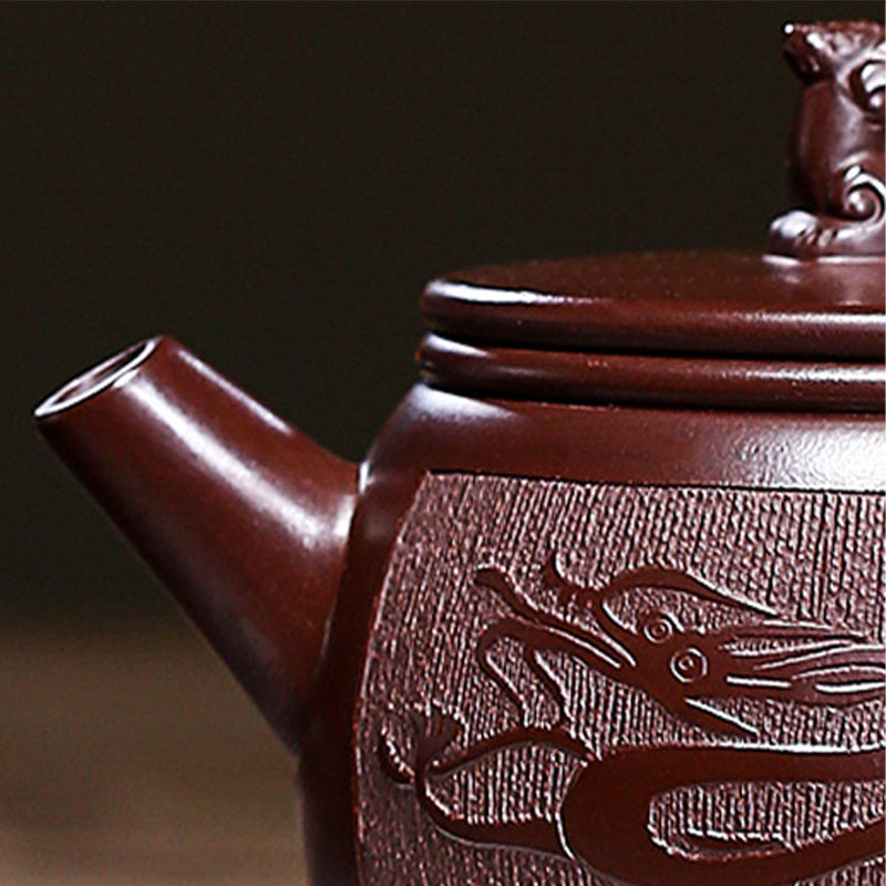 Nimara Ritual Yixing Handmade Brown Dragon Purple Clay Kung Fu Teapot 240ml