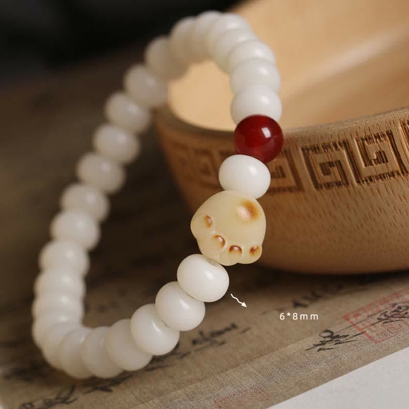 Nimara Ritual Natural Bodhi Seed Lovely Paw Lucky Cat Bracelet