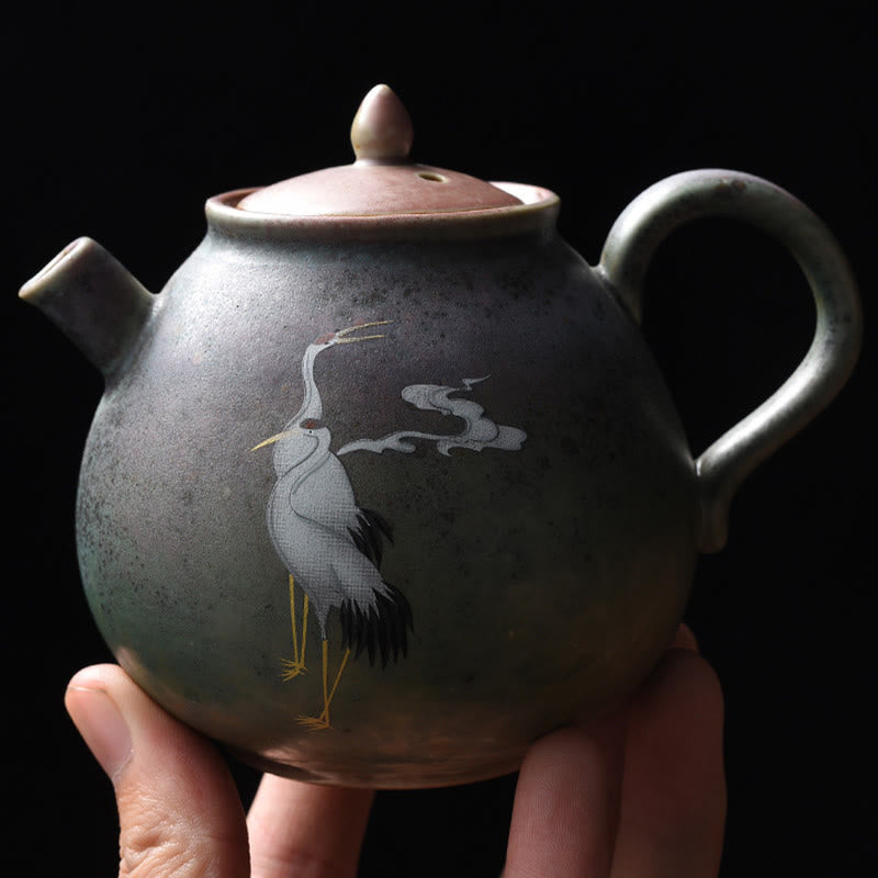Nimara Ritual White Crane Cloud Chinese Gongfu Tea Ceramic Kung Fu Teapot