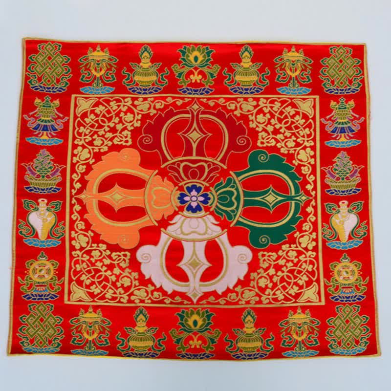 Nimara Ritual Flower Endless Knot Prayer Altar Mat Healing Meditation 8 Auspicious Symbols Mat Table Runner