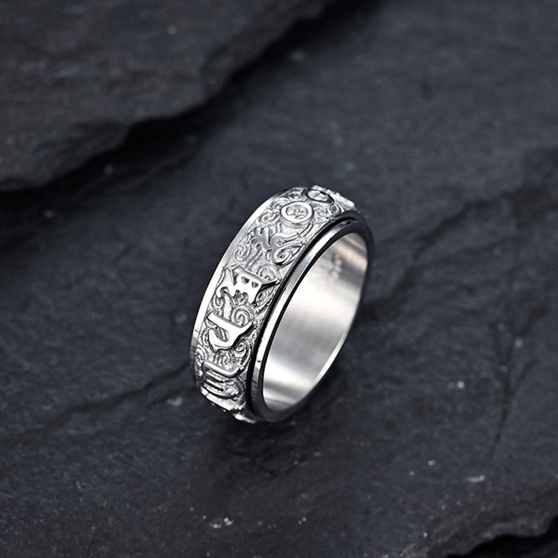Nimara Ritual Om Mani Padme Hum Balance Calm Titanium Steel Ring