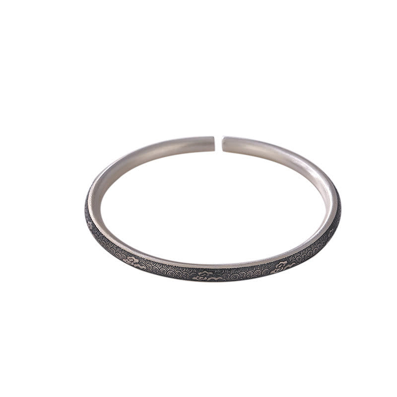 Nimara Ritual Vintage 999 Sterling Silver Auspicious Clouds Design Luck Bracelet Bangle
