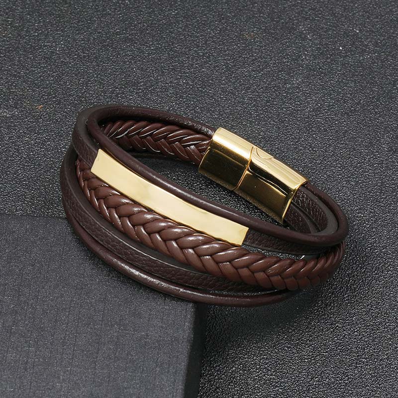 Nimara Ritual Simple Design Titanium Steel Leather Luck Bracelet