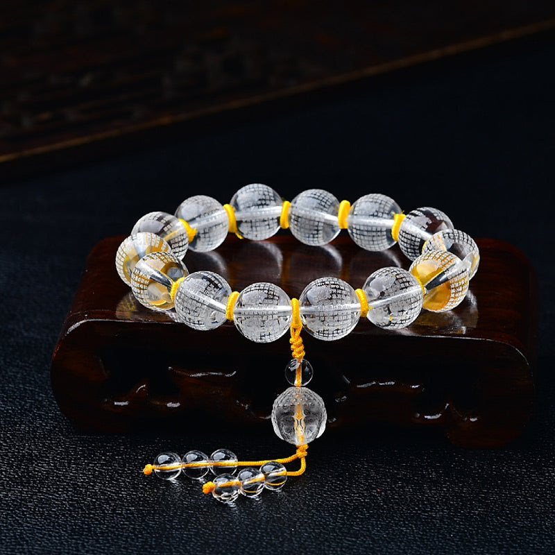 Nimara Ritual Tibet White Crystal Half Demon Half Buddha Heart Sutra Lotus Healing Bracelet