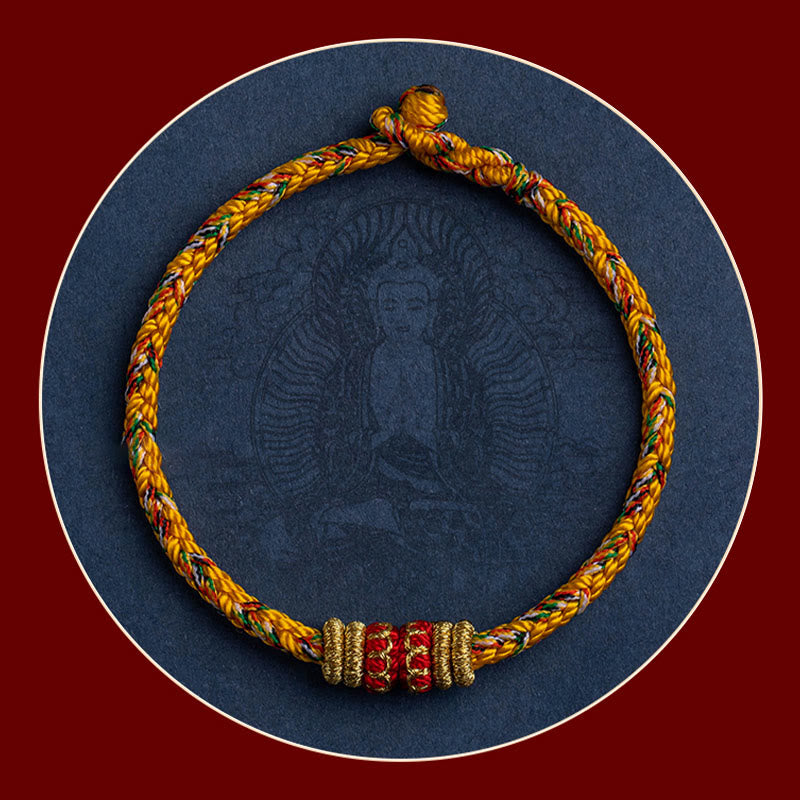 Nimara Ritual Tibet Handmade Chinese Zodiac Natal Buddha Luck Strength Braided String Bracelet