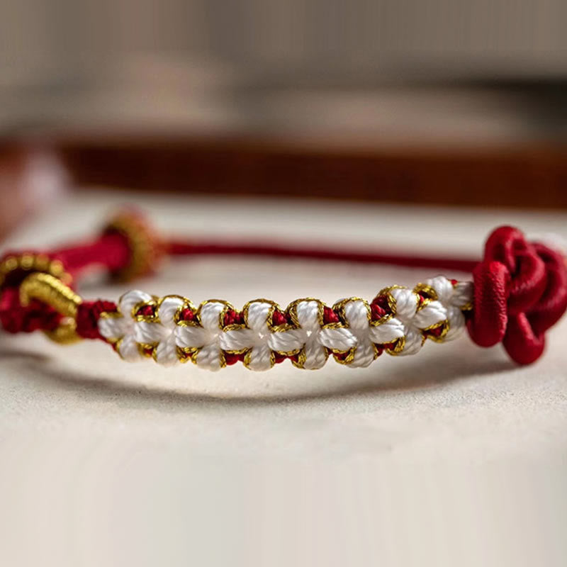 Nimara Ritual Handmade True Love Knot Peach Blossom Charm Luck Rope Bracelet