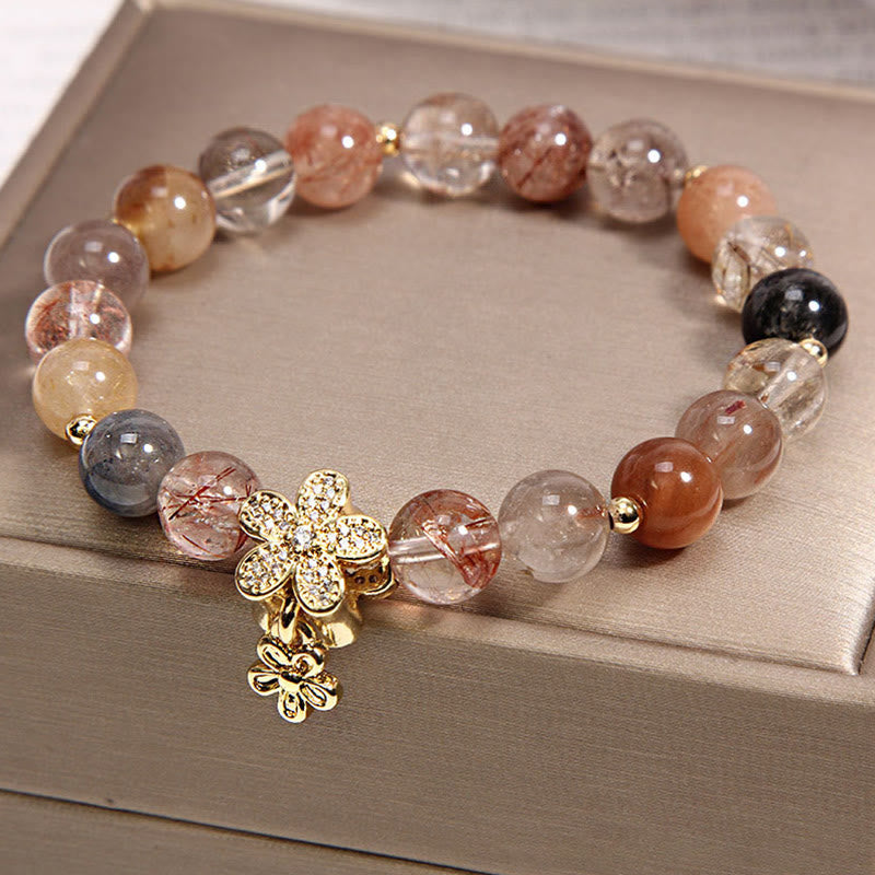 Nimara Ritual Multicolored Rutilated Quartz Citrine Wealth Protection Flower Bracelet