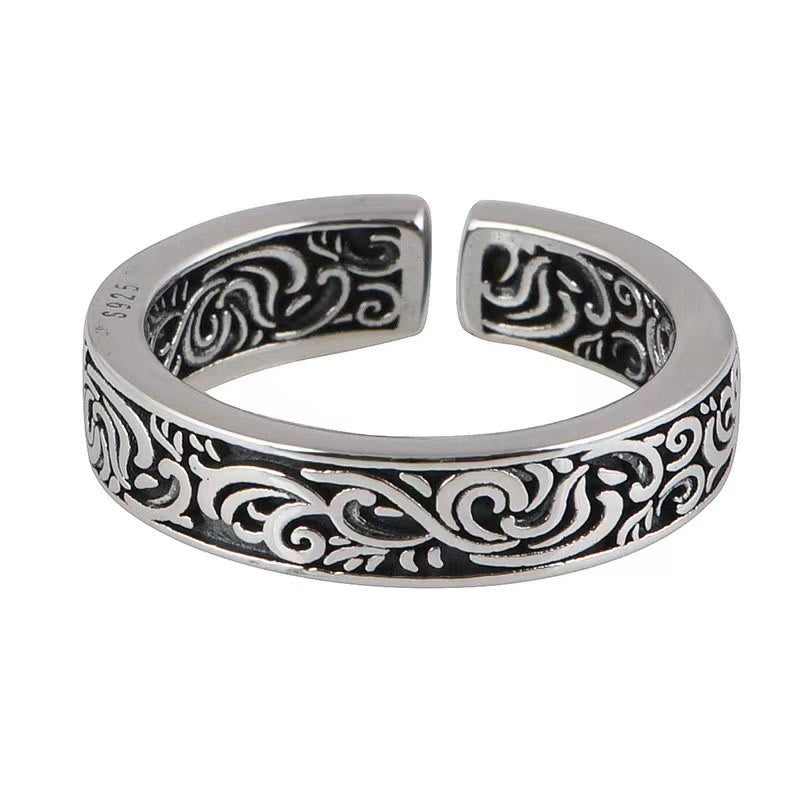 Nimara Ritual Tang Dynasty Flower Design Copper Luck Adjustable Ring