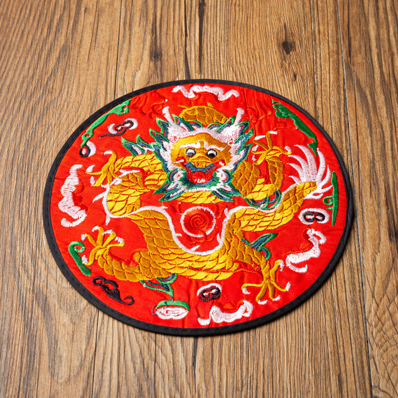 Nimara Ritual Dragon Embroidery Cup Mat Pad Tea Cup Coaster Kung Fu Tea Mat