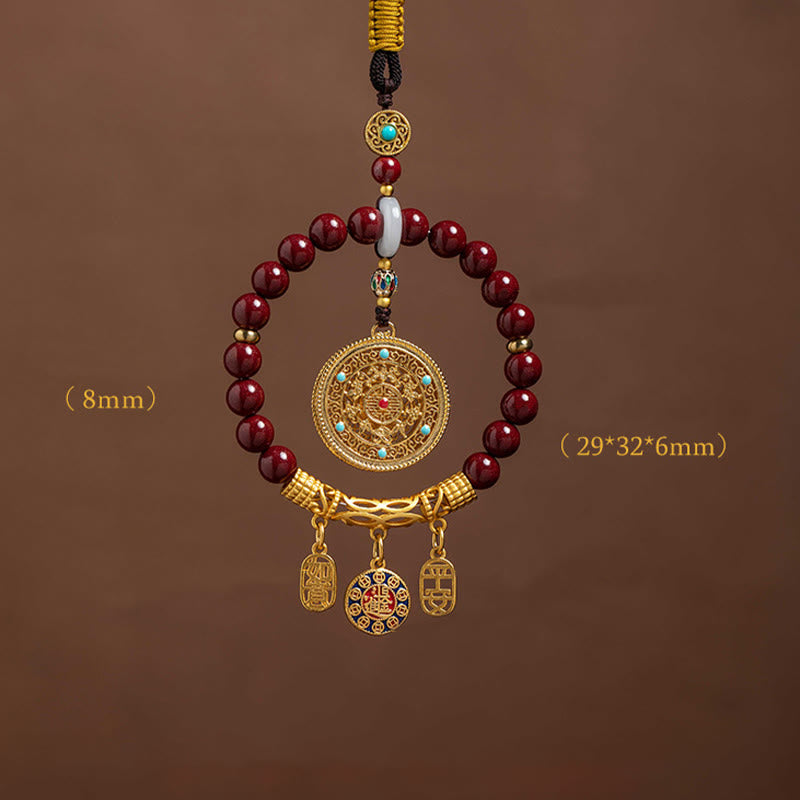 Nimara Ritual Natural Cinnabar Wish Ruyi Peace Blessing Car Hanging Decoration