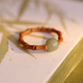 Nimara Ritual Hetian Jade Beaded Bamboo Prosperity Luck Ring