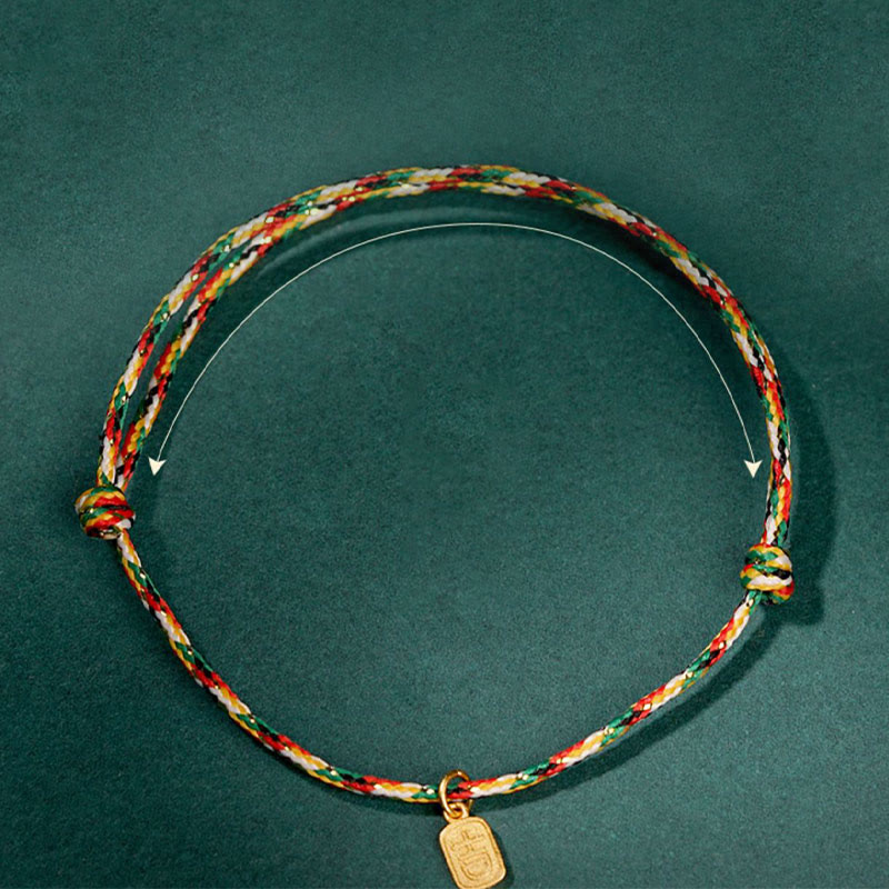 Nimara Ritual Auspicious Fu Character Peace And Joy Luck Handmade Multicolored Child Adult Bracelet