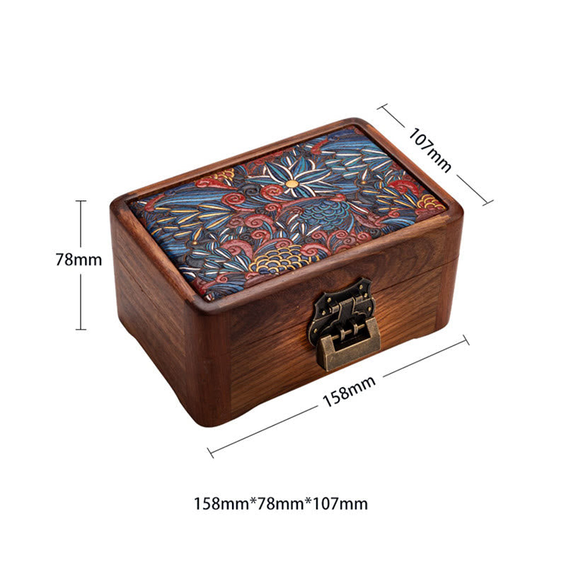 Nimara Ritual Retro Handmade Floral Pattern Rosewood Jewelry Storage Box Lockable Wooden Gift Organizer Box