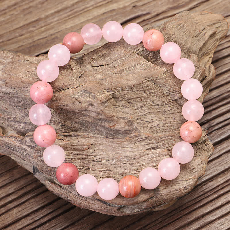 Nimara Ritual 108 Mala Beads Pink Crystal Love Tassel Bracelet