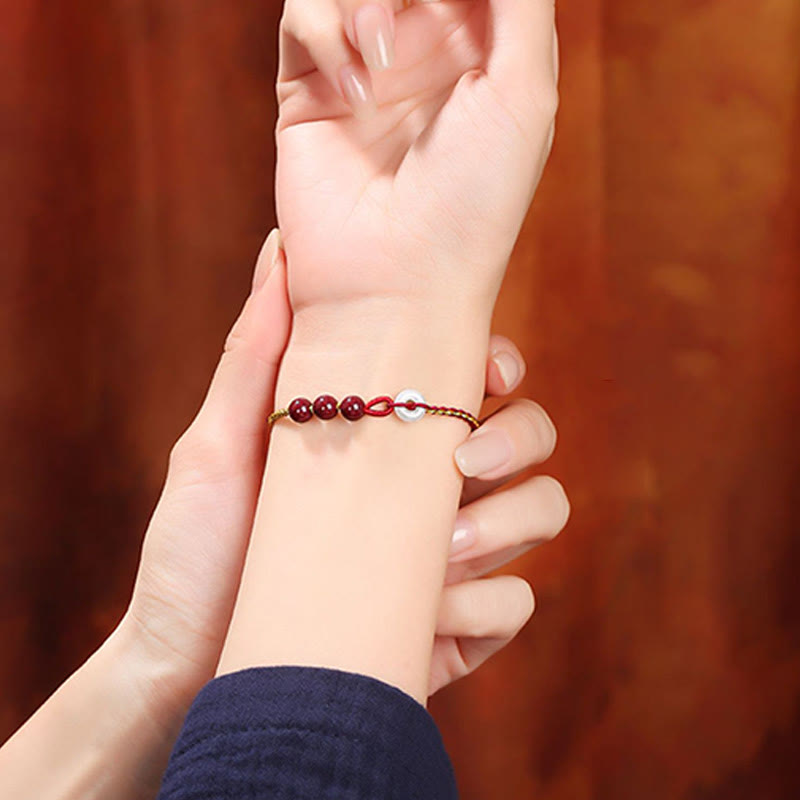 Nimara Ritual Natural Cinnabar Jade Peace Buckle Blessing Bracelet