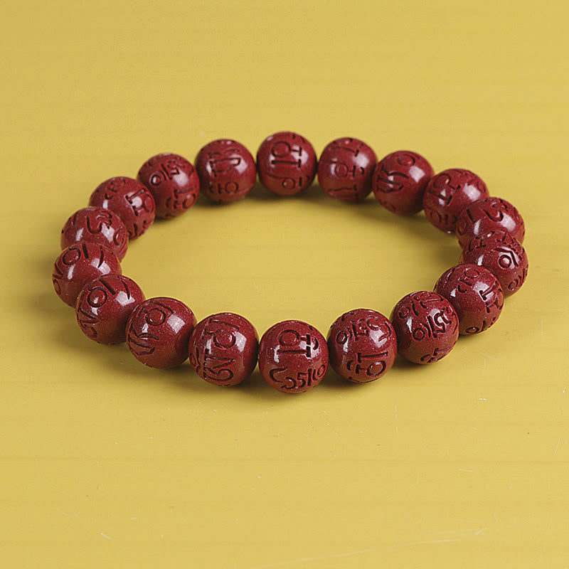 Nimara Ritual Natural Double PiXiu Cinnabar Om Mani Padme Hum Wealth Luck Bead Bracelet