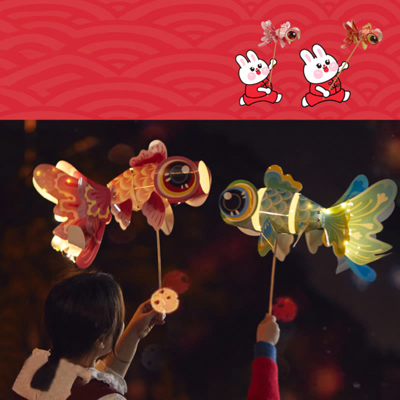 Nimara Ritual DIY Fortune Luck Koi Fish Paper Lantern Lamp Mid-Autumn Festival Child Kids Lantern Decoration