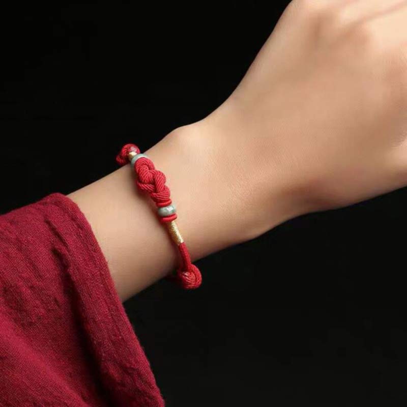 Nimara Ritual Red String Jade Luck Fortune Knot Braided String Bracelet