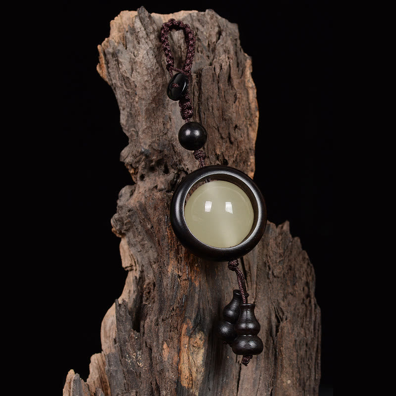 Nimara Ritual Red Sandalwood Ebony Wood Green Sandalwood Luminous Lucky Bead Gourd Peace Key Chain
