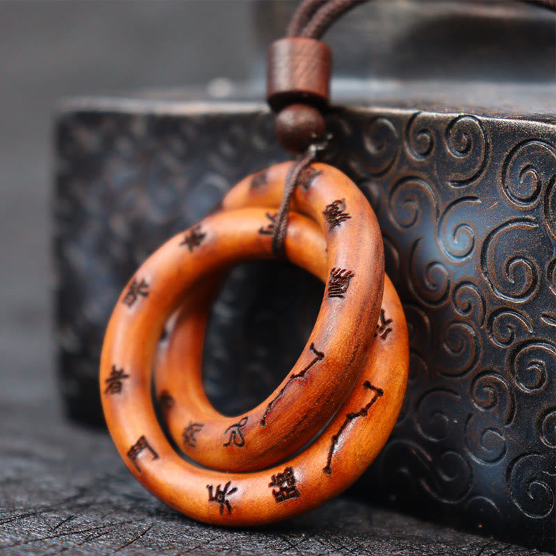 Nimara Ritual Lightning Struck Jujube Wood Taoist Yin Yang Ring Qiankun Circle Leizu Taboo Luck Necklace Pendant
