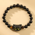 Nimara Ritual Cute Ebony Wood Cat Head Pattern Peace Bracelet