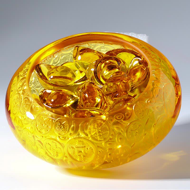 Nimara Ritual Handmade Liuli Crystal Treasure Bowl Ingots Art Piece Home Decoration