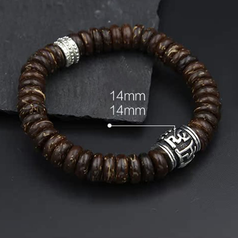 Nimara Ritual Natural Tibetan Coconut Shell Om Mani Padme Hum Positive Bracelet