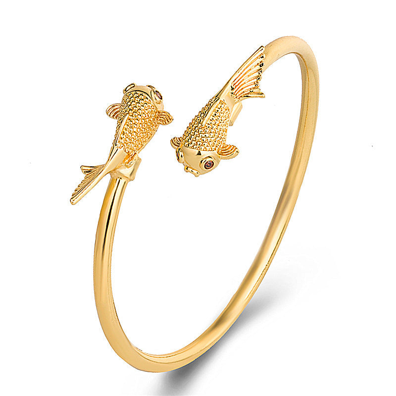Nimara Ritual Double Koi Fish Copper Prosperity Wealth Bracelet