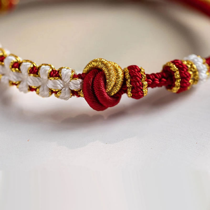 Nimara Ritual Handmade True Love Knot Peach Blossom Charm Luck Rope Bracelet