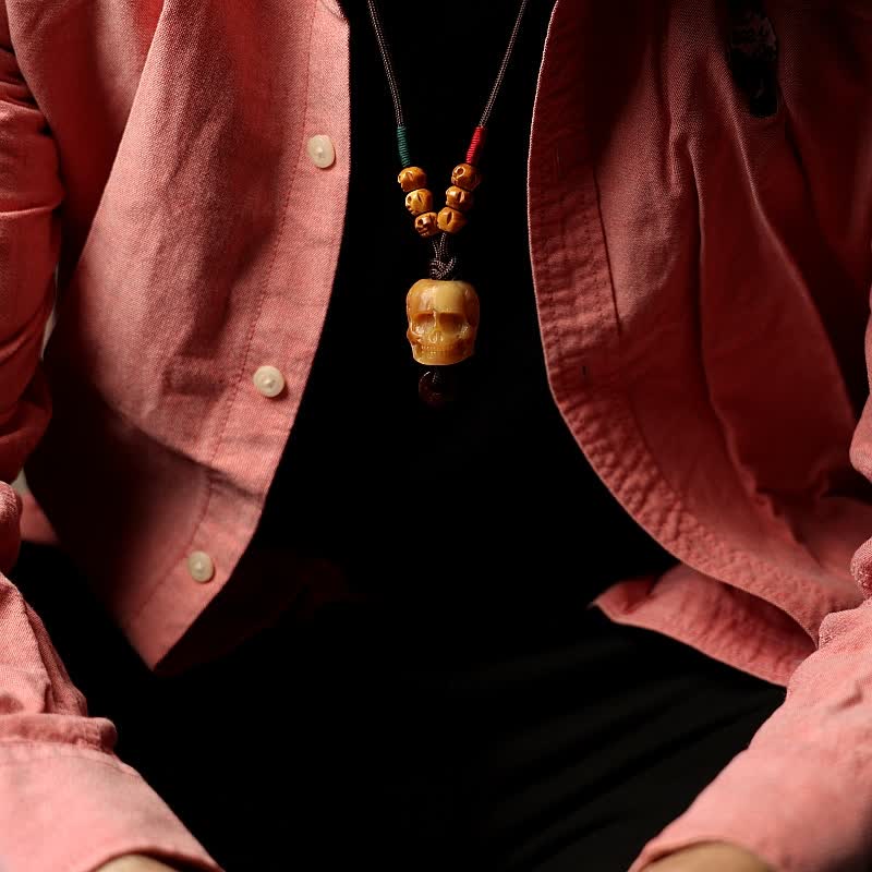 Nimara Ritual Tibetan Camel Bone Skull The Lord of the Corpse Forest Protection Necklace Pendant