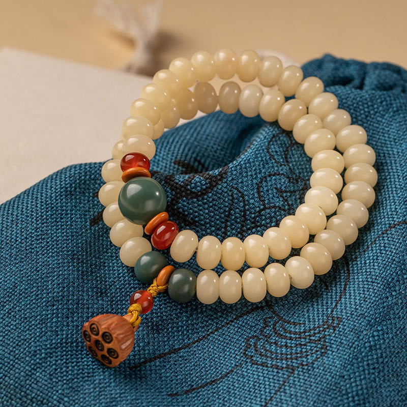 Nimara Ritual Bodhi Seed Lotus Pod Charm Peace Double Wrap Bracelet