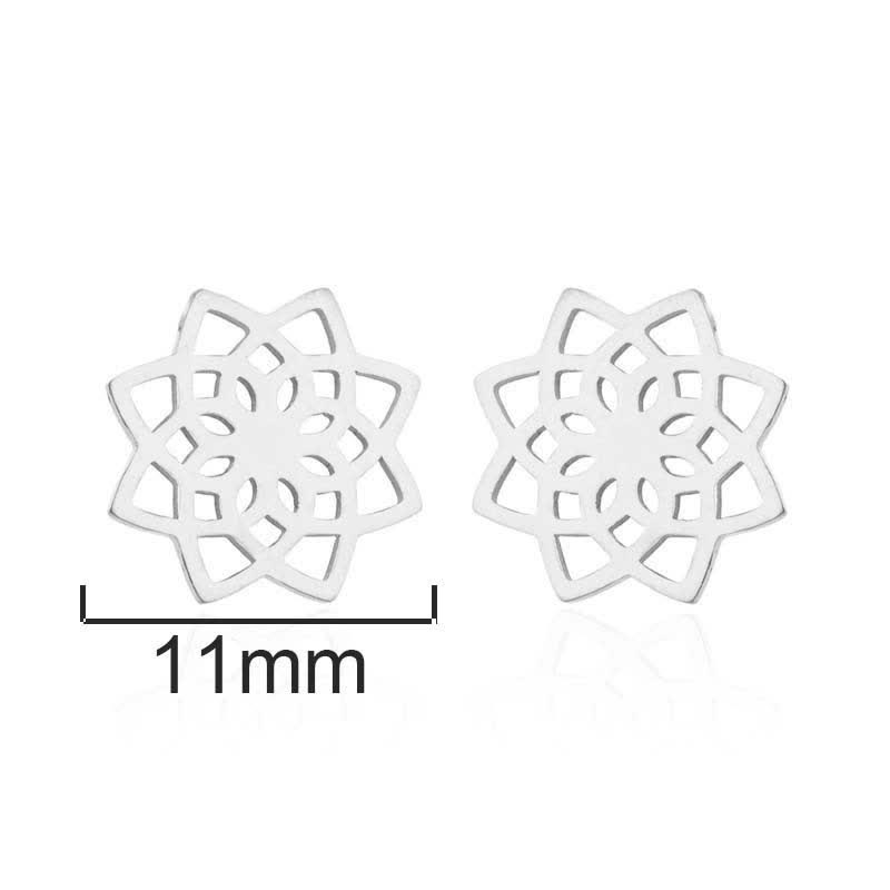 Nimara Ritual Tibetan Lotus Pattern New Beginning Stud Earrings