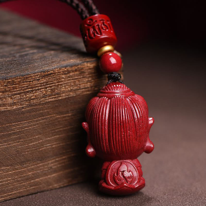 Nimara Ritual Chinese Zodiac Natal Buddha Natural Cinnabar Amulet Keep Away Evil Spirits Necklace Pendant