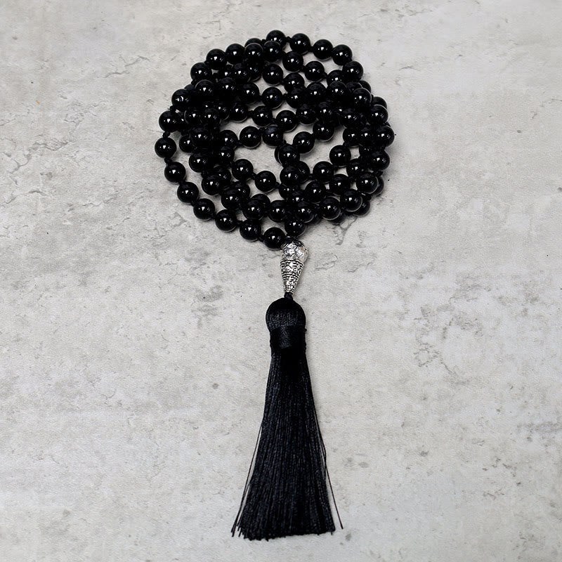 Nimara Ritual 108 Mala Black Onyx Beads Yoga Meditation Prayer Beads Necklace