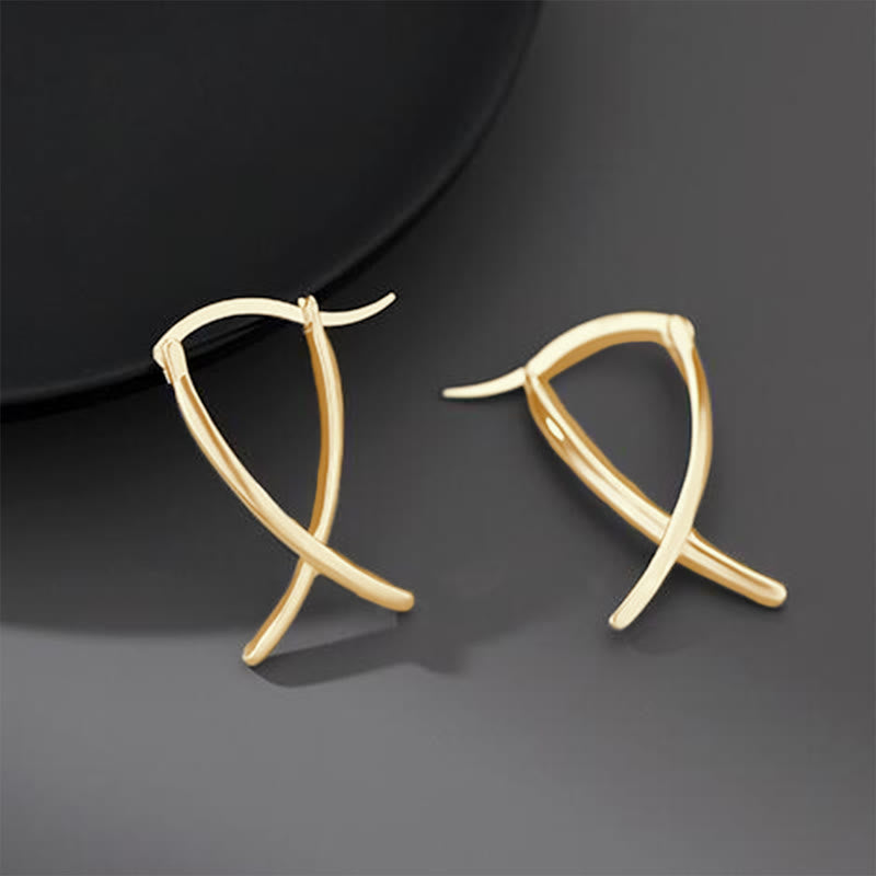 Nimara Ritual Geometric Cross Design Luck Hoop Earrings