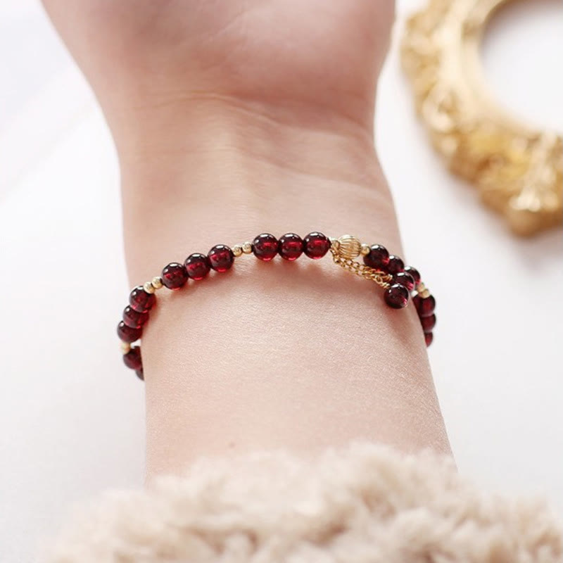 Nimara Ritual 14K Gold Plated Alloy Natural Garnet Calm Bracelet