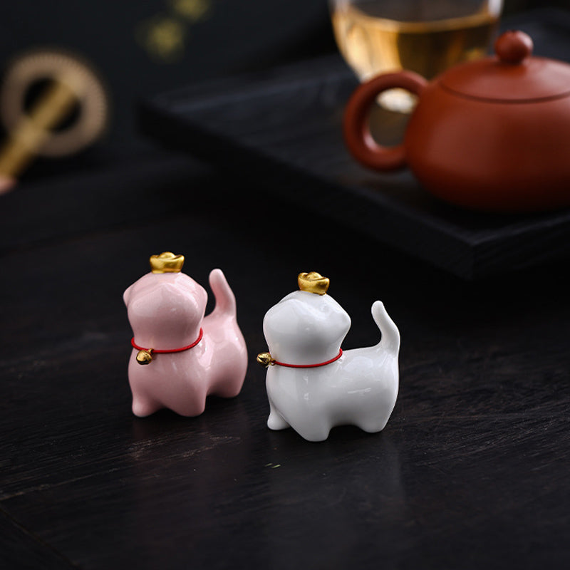 Nimara Ritual Mini Lucky Cat Ingot Tea Pet Ceramic Home Desk Figurine Decoration
