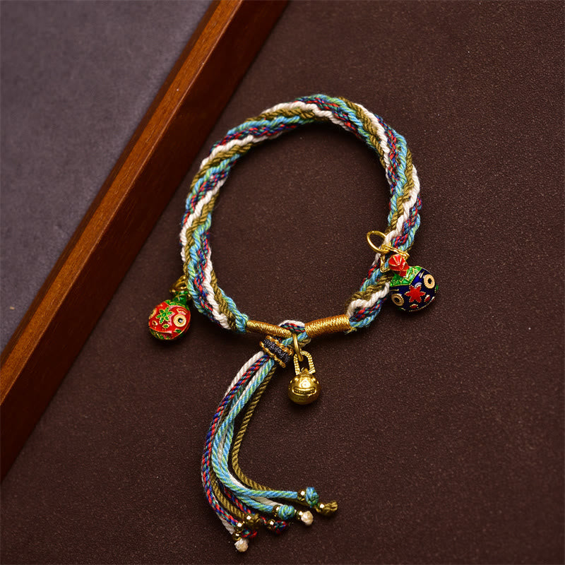 Nimara Ritual Handmade Gold Swallowing Beast Family Healing Reincarnation Knot Braid Bracelet