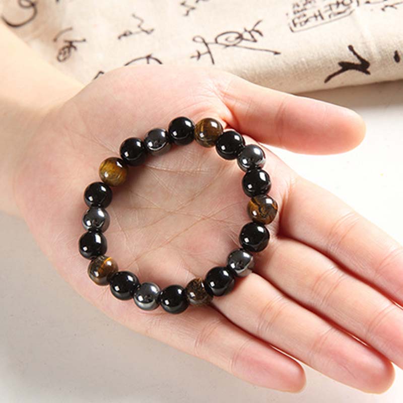 Nimara Ritual Tibetan Tiger's Eye Bracelet Necklace Set
