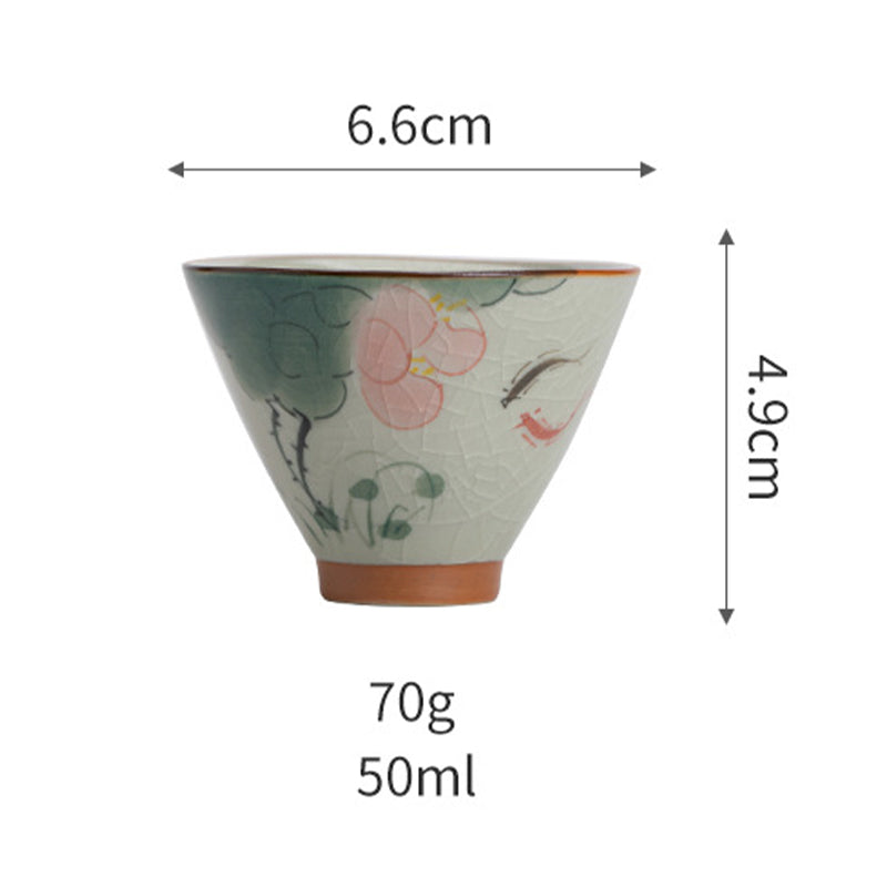 Nimara Ritual Persimmon Boat Koi Fish Lotus Ceramic Teacup Kung Fu Tea Cup 50ml