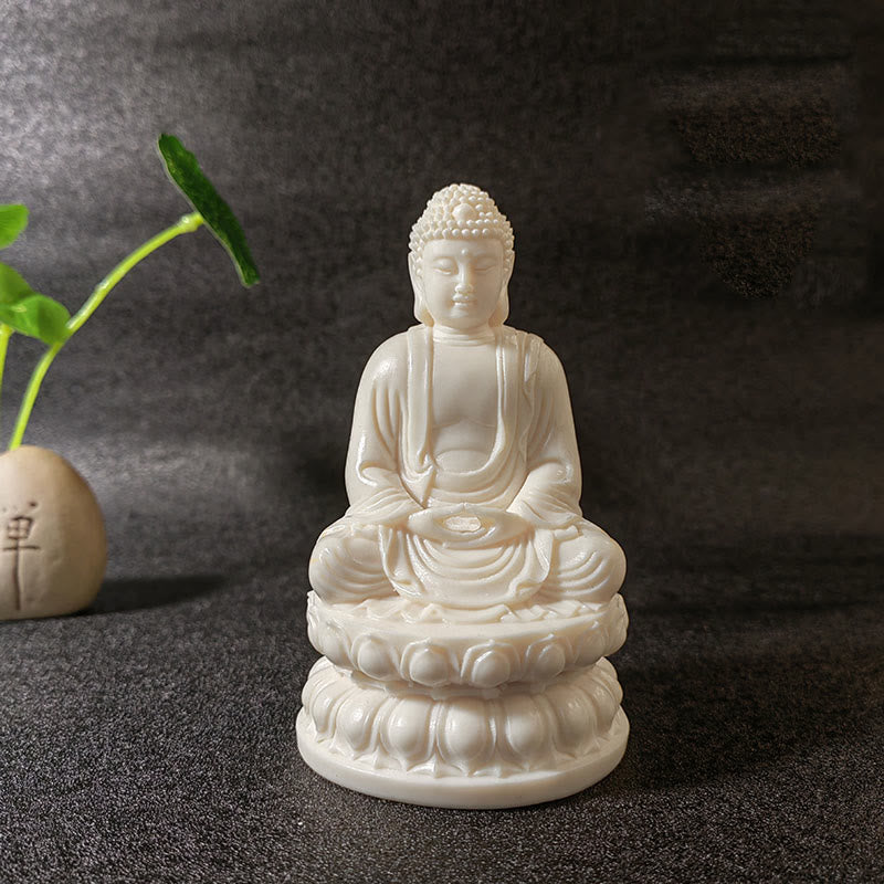 Nimara Ritual Mini Ivory Fruit Tathagata Buddha Lotus Kwan Yin Avalokitesvara Manjusri Samantabhadra Serenity Desk Decoration