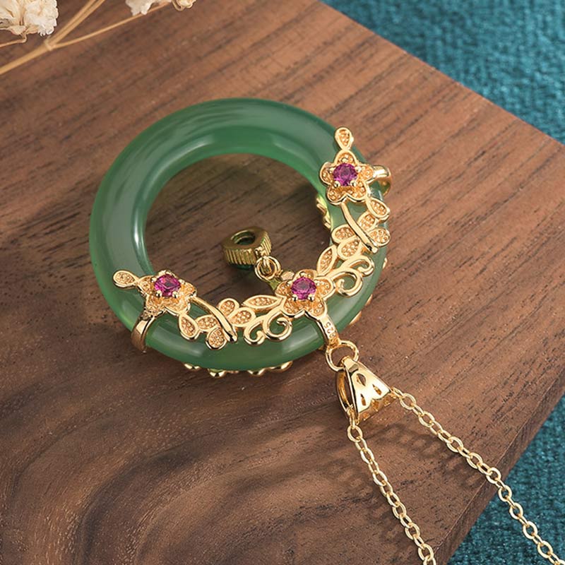 Nimara Ritual Natural Round Cyan Jade Healing Necklace Pendant