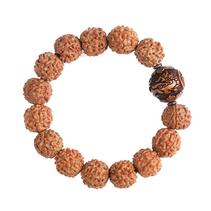 Nimara Ritual Tibet Rudraksha Bodhi Seed PiXiu Copper Coin Wealth Luck Bracelet