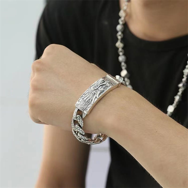 Nimara Ritual Retro Dragon Scale Pattern Engraved Protection Bracelet