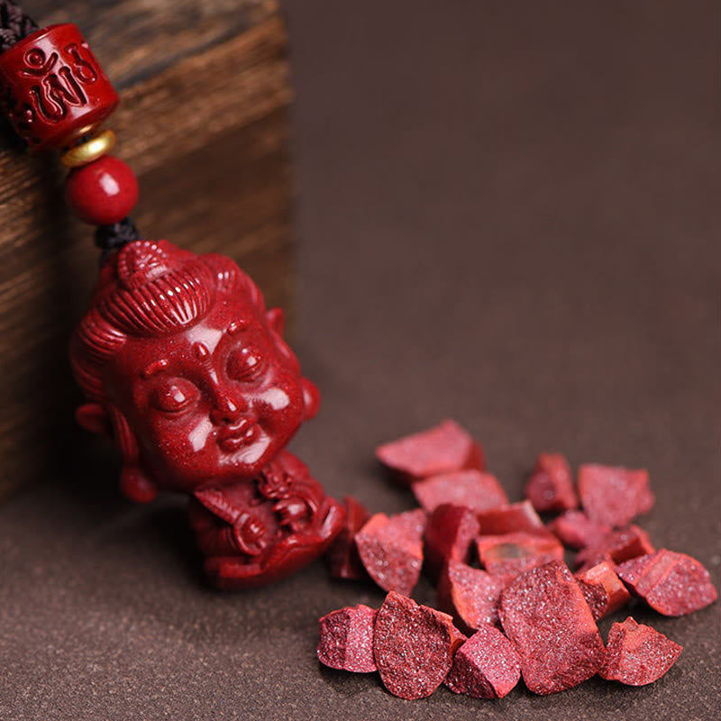 Nimara Ritual Chinese Zodiac Natal Buddha Natural Cinnabar Amulet Keep Away Evil Spirits Necklace Pendant