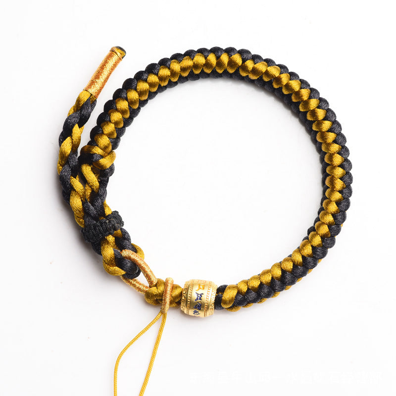 Nimara Ritual Handmade Tibetan Black Gold Dragon Scale Rope Om Mani Padme Hum Purity Bracelet
