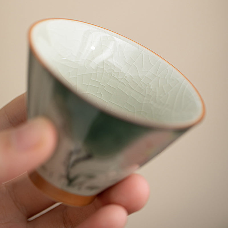 Nimara Ritual Persimmon Boat Koi Fish Lotus Ceramic Teacup Kung Fu Tea Cup 50ml