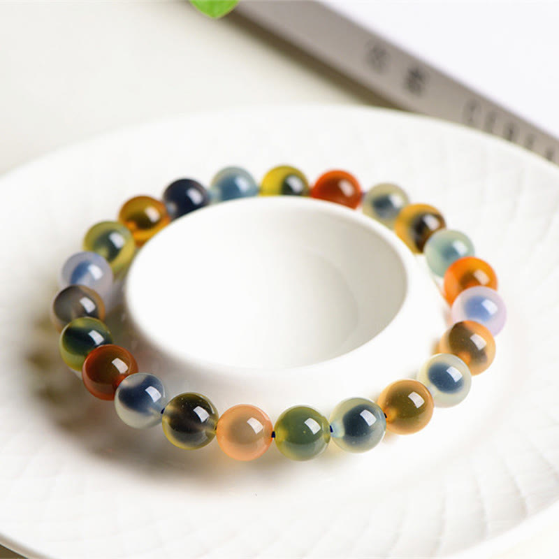 Nimara Ritual Natural Colorful Candy Agate Harmony Strength Bead Bracelet